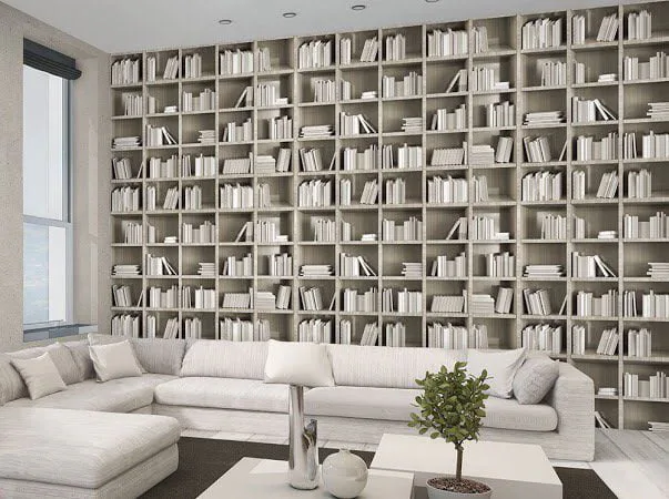 Giấy Dán Tường 3D kệ Sách 02