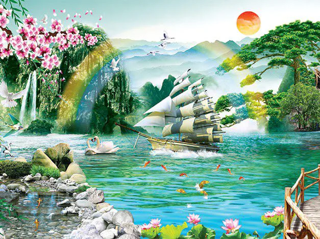 Tranh Dán Tường Phú Quý Thuận Buồm Xuôi Gió