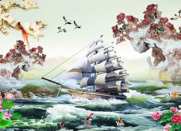 Tranh Dán Tường Phú Quý Thuận Buồm Xuôi Gió