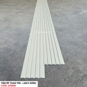 Tấm ốp than tre lam sóng vân đơn sắc ánh kim kem