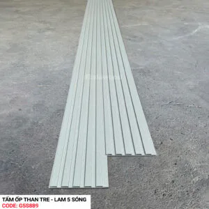 Tấm ốp than tre lam sóng vân vải vàng kem ánh kim