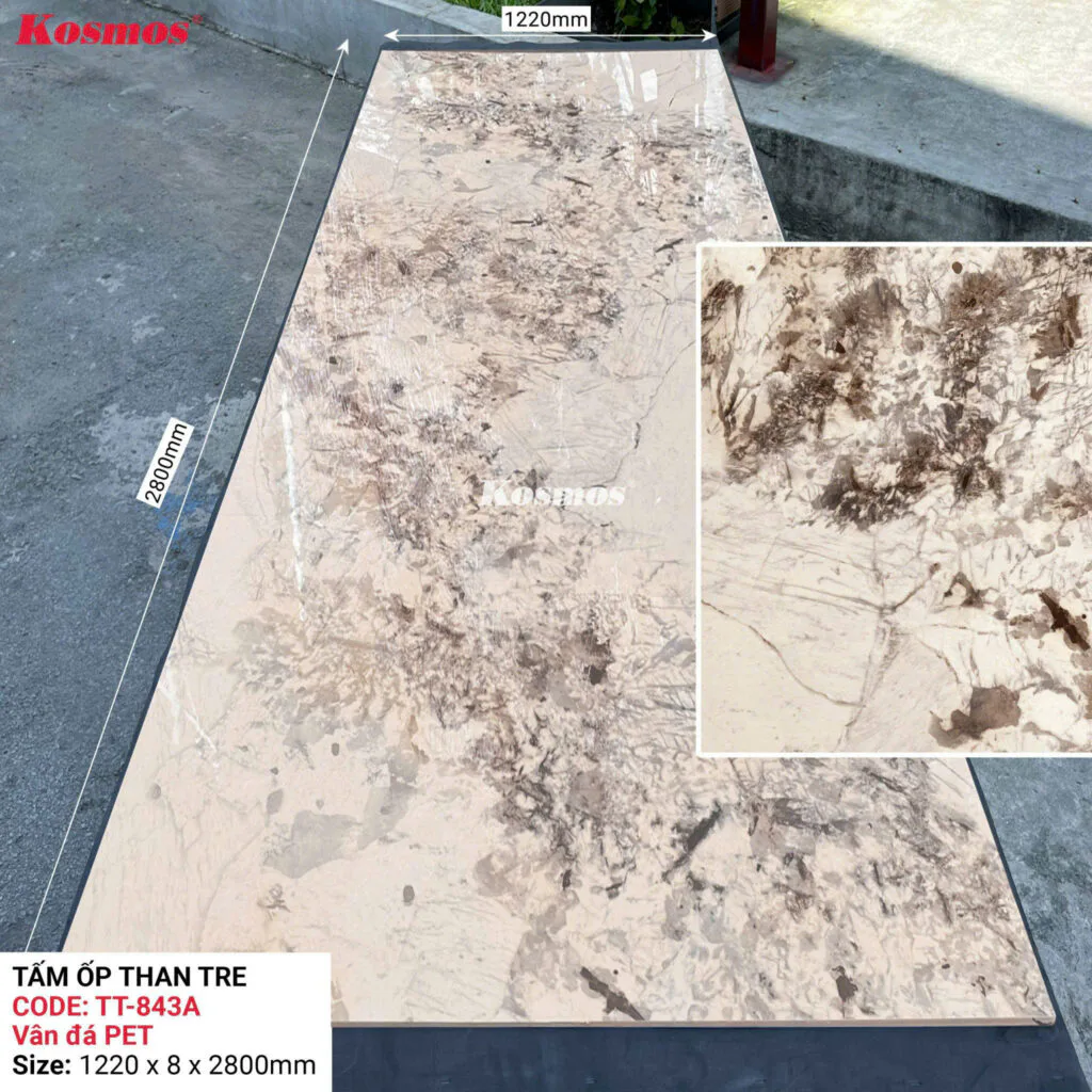 Tấm Ốp Than Tre Cao Cấp Vân Đá PET pha nâu